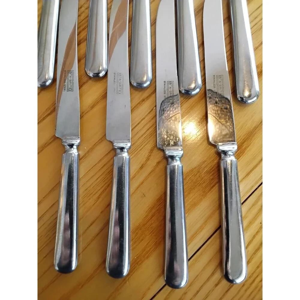 Vintage STA-BRITE Stainless Steel Knives High Quality Stainless Set Of 9